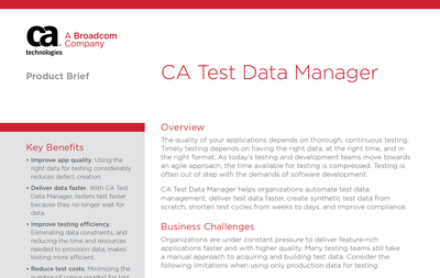 Test Data Manager Product Brief