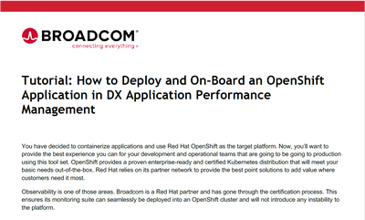 Tutorial: How to Deploy and On-Board an OpenShift Application in DX Application Performance Management