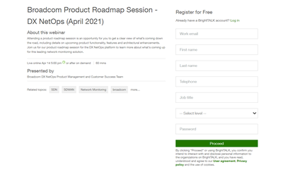 Broadcom Product Roadmap Session - DX NetOps (April 2021)