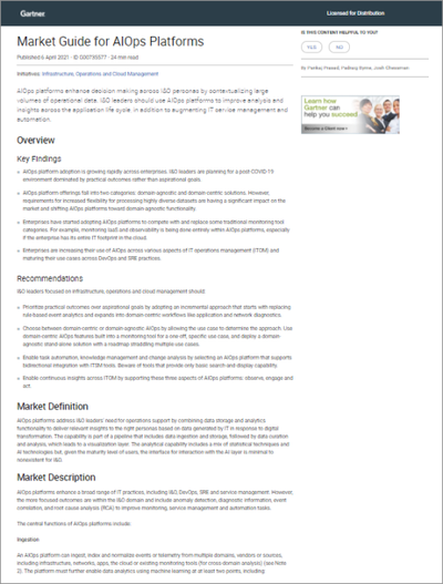 Market Guide for AIOps Platforms